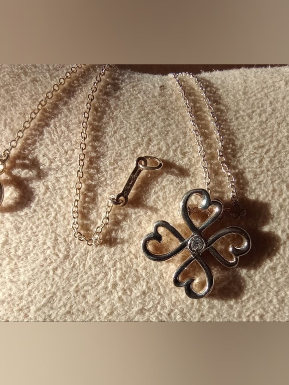 Tiffany & Co. Silver Heart Clover Pendant Necklace with Center Stone